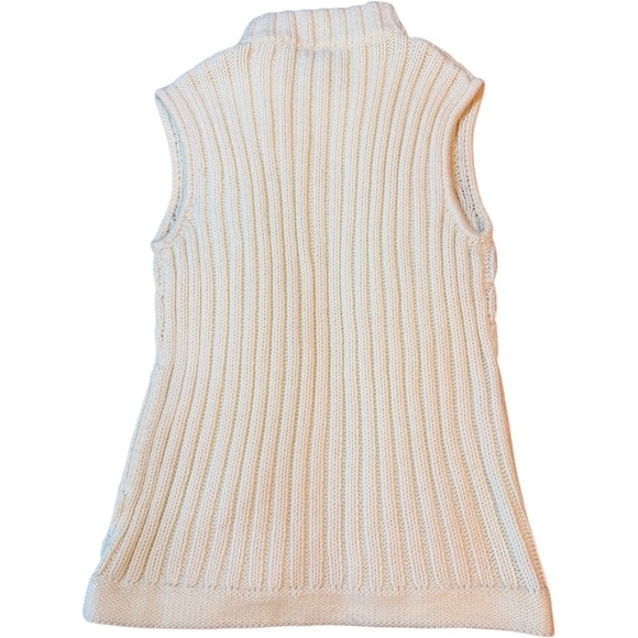 WHBM Ivory Cable Knit Fisherman Sweater Vest Full Zip Small Layering Apres Ski - Picture 3 of 11